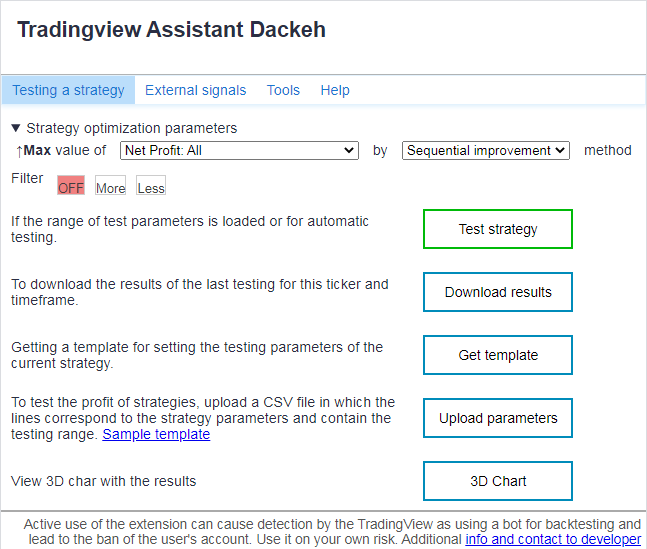tradingview assistant dackeh - نرم افزار اپتیمایز خودکار استراتژی های تریدینگ ویو